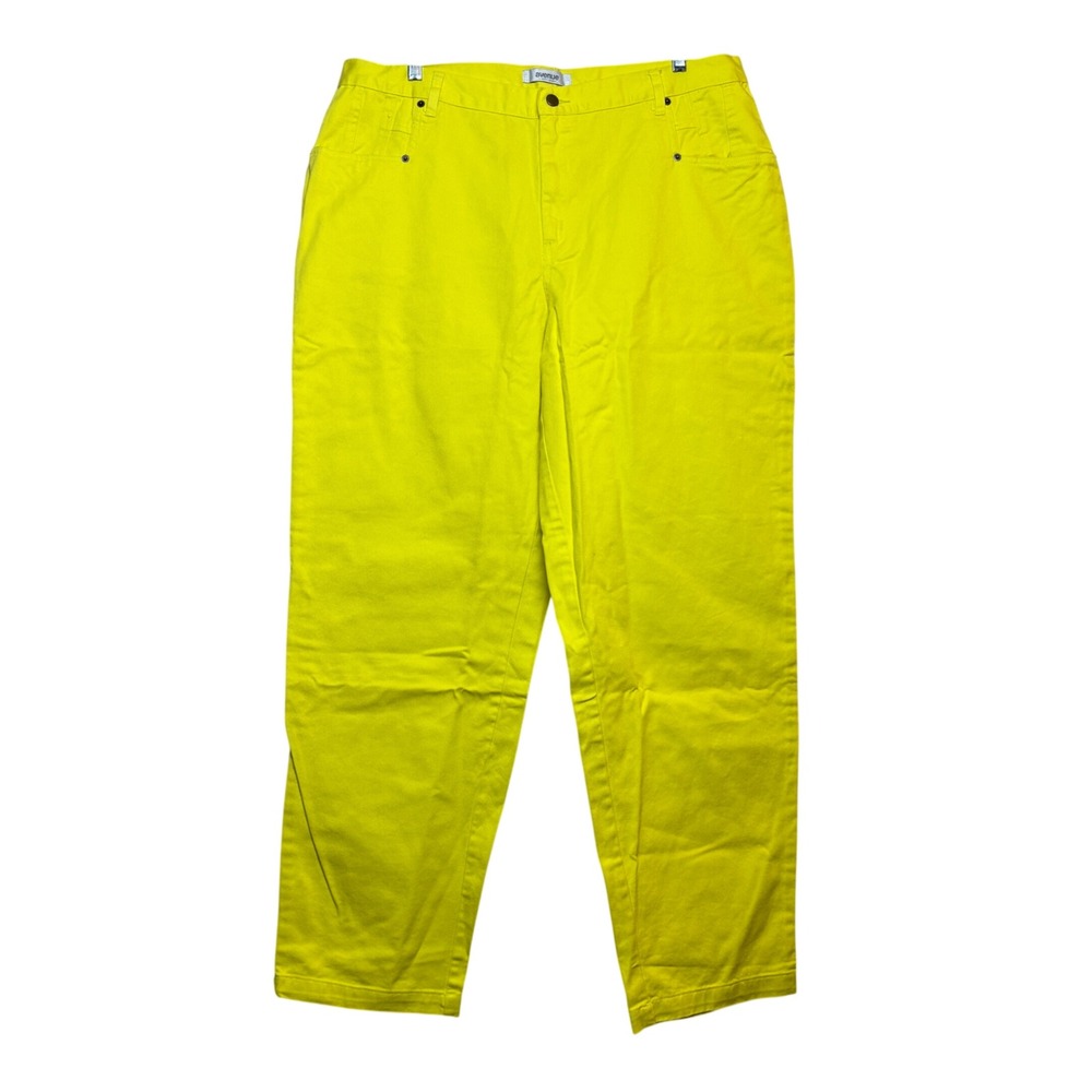 Avenue Jeans Womens 18T Neon Yellow High Rise Straight Leg Cotton Denim Pants